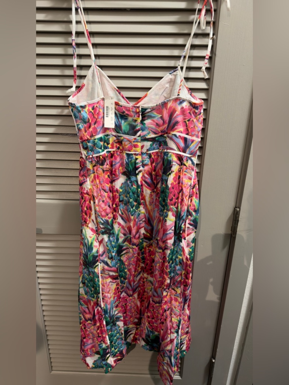 NWT J.Crew Tropical Floral Midi Dress Size 2 Tie Strap Cami Pink Green Cotton - Picture 3 of 6